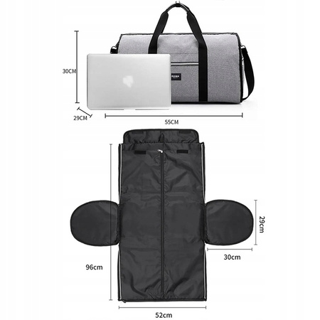  POKROWIEC NA GARNITUR torba podróżna wakacje do samolotu składana SZARA