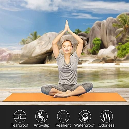 Mata Do Ćwiczeń Jogi I Fitnessu Antypoślizgowa 183x61cm Pomarańczowa