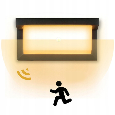 Kinkiet zewnętrzny lampa ogrodowa LED CZUJNIK RUCHU elewacyjna ścienna 18W