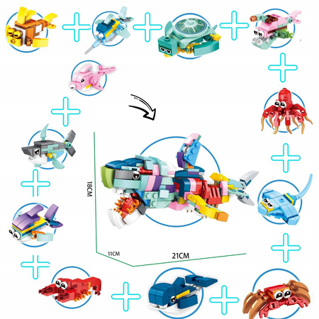 Zestaw 12 klocków zwierząt morskich – Figurki dla dzieci 6+ |