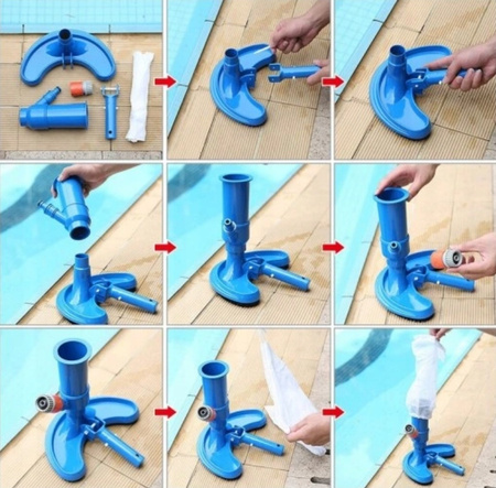 ZESTAW DO CZYSZCZENIA BASENU I OCZKA WODNEGO – ODKURZACZ BASENOWY + SIATKA