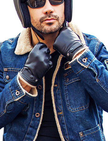 Męskie zimowe rękawiczki jagnięcej skóry z funkcją dotyku z kaszmirem XL