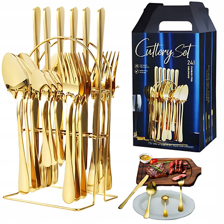 Zestaw komplet sztućców stalowych 24 szt. 6 osób serwis obiadowy sztućce