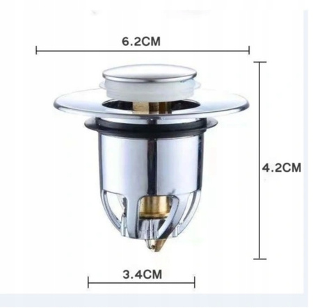 KOREK KLIK-KLAK DO UMYWALKI UNIWERSALNY FILTR UMYWALKOWY