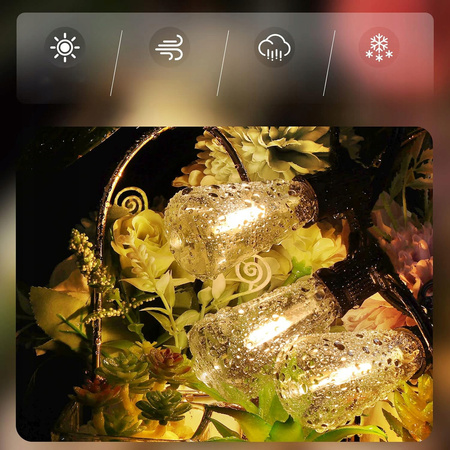 Girlanda Świetlna Ogrodowa 15m 50 Żarówek LED Patio Zewnętrzna Wodoszczelna