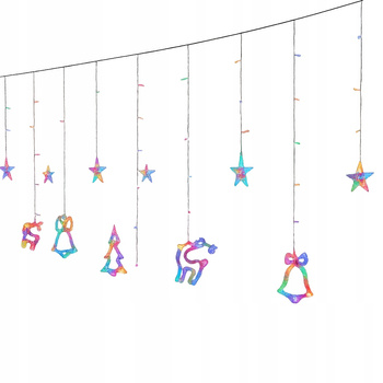 LAMPKI LED KURTYNA RENIFER 2,5M 138 LED MULTIKOLOR 8 TRYBÓW IP44 SIECIOWE