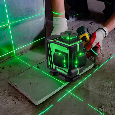 ZIELONY LEVEL 4D SAMOPOZIOMUJĄCY LASER 360 KRZYŻOWY 16 LINII ZESTAW