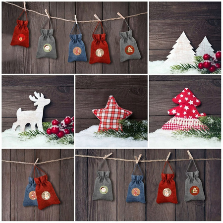 WORECZKI LNIANE ZE SZNURKIEM JUTOWE NA PREZENT Z JUTY 13x10 cm 24szt