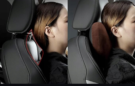 PODUSZKA PODRÓŻNA SAMOCHODOWA ZAGŁÓWEK NA FOTEL SAMOCHODOWY ALKANTARA