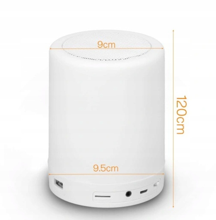 LAMPKA NOCNA Z GŁOŚNIKIEM BLUETOOTH, DOTYKOWA LAMPKA NOCNA, 6 KOLORÓW
