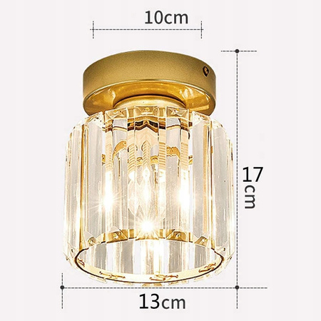 Lampa sufitowa kryształowa złota plafon oprawa szkłana trzy barwy światła