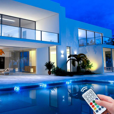 Zanurzalne światła LED RGB z przyssawką 1 światło 1 pilot RF