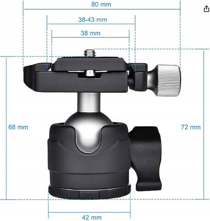 Głowica Kulowa Niskoprofilowa H-28 + Zacisk Płyta