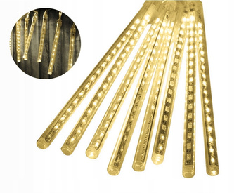 SOPLE METEORY BIAŁE CIEPŁE LED LAMPKI PADAJĄCY ŚNIEG 50cm Biały CIEPŁY