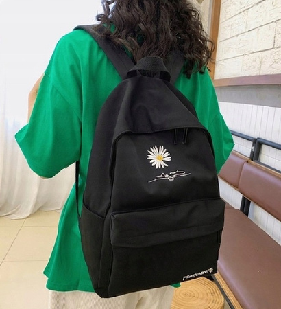 PLECAK SZKOLNY SPORTOWY MŁODZIEŻOWY CZARNY STOKROTKA NA WYCIECZKĘ