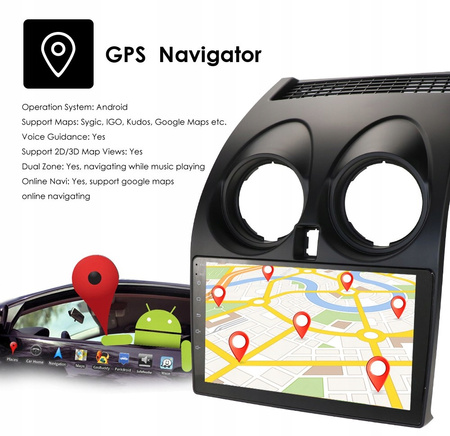 RADIO ANDROID NISSAN QASHQAI 2006-2013 SIM 8/128GB GPS KAMERA COFANIA