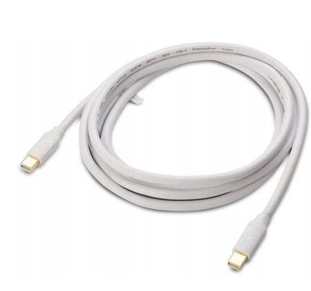Kabel Mini DisplayPort (Mini DP) rozdzielczość 4K biały 2m POWYSTAWOWE