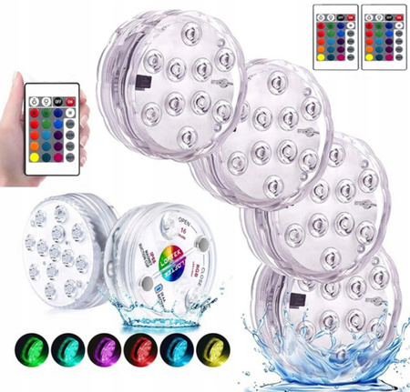 OŚWIETLENIE BASENU 4 SZTUKI PODWODNE BASENOWE LED RGB