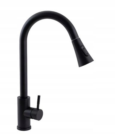 Czarna bateria kuchenna z wyciąganą wylewką ,dwa tryby, powystawowa