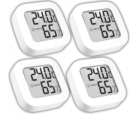Zestaw 4× Termometr Higrometr Cyfrowy ? pomiar temperatury i wilgotności