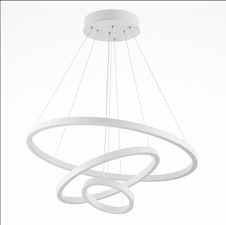 LAMPA SUFITOWA 3 RINGI biała wisząca ŻYRANDOL LED + PILOT 88W 20/40/60cm