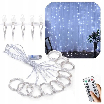 KURTYNA ŚWIETLNA LED 200 DIOD ? CIEPŁA I ZIMNA BIEL 2 KOLORY