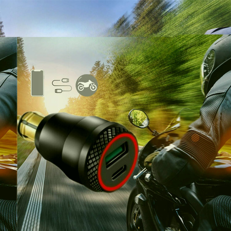 Szybka ładowarka motocyklowa USB 3.0 i typ C LED