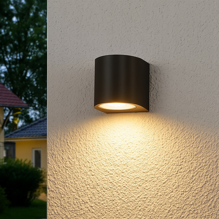 Czarny Kinkiet zewnętrzny Elewacyjny Półokrągły 3W AC85