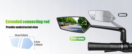 Lusterko rowerowe lewe prawe RBRL RL15-1 czarny