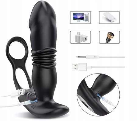 MASAŻER PROSTATY RUCH GÓRA-DÓŁ + RINGI NA PENISA I JĄDRA + MASAŻER KROCZA