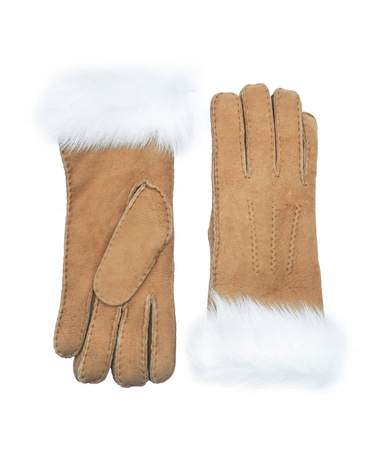 YISEVEN RĘKAWICZKI DAMSKIE Z FUTERKIEM OWCZA SKÓRA ROZ M