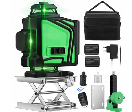ZIELONY LEVEL 4D SAMOPOZIOMUJĄCY LASER 360 KRZYŻOWY 16 LINII ZESTAW