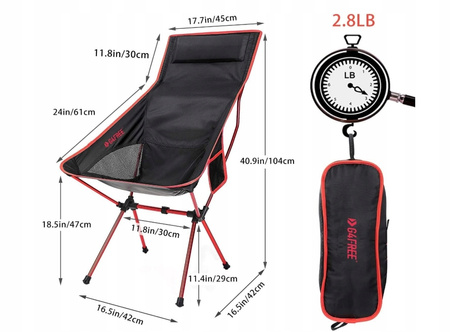 Ultralekkie składane krzesło turystyczne G4Free z oparciem i poduszką