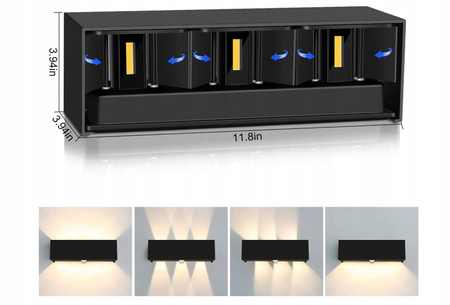 Kinkiet wewnętrzny , zewnętrzny czarny z regulowanym kątem świecenia 18 W