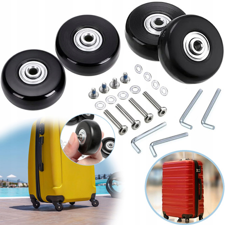4 SZT. ZAPASOWE KÓŁKA DO WALIZKI, KÓŁEK OBROTOWYCH, Z METALOWYMI OSIAMI