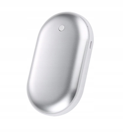 OGRZEWACZ DO RĄK USB 5000MAH SREBRNY POWERBANK 2w1