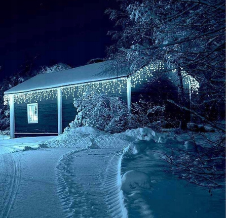 KURTYNA ŚWIETLNA LED SOPLE GIRLANDA LAMPKI CHOINKOWE ŚWIĄTECZNA OZDOBA 5M 100LED BIAŁY ZIMNY
