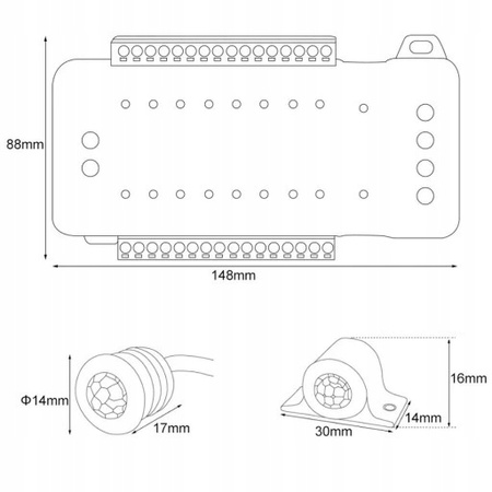 Sterownik schodowy oświetlenia do 16 schodów LED z czujnikami 240W 12V-24V