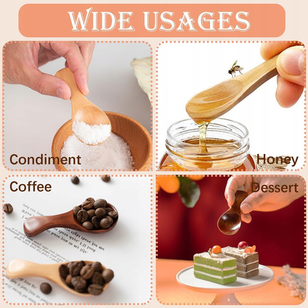 DREWNIANE MINI MIARKI DO KAWY, ŁYŻECZKI DO PRZYPRAW, MIODU, SOSÓW
