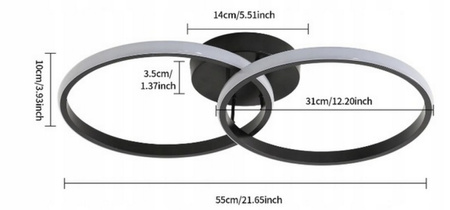 LAMPA LED PLAFON RING LAMPA SUFITOWA CZARNA 36W DO SALONU NOWOCZESNA 4500K