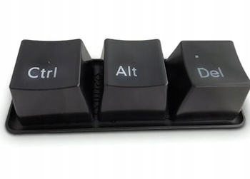 3 Filiżanki Ctrl, Alt, Del 3 czarne kubki z tacą , produkt powystawowy