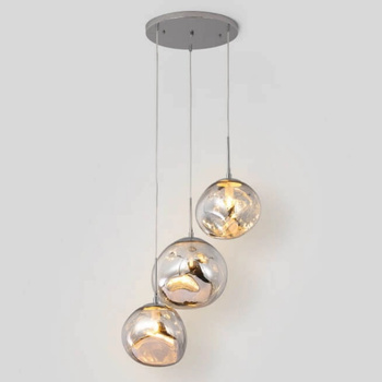 LAMPA SUFITOWA LAMPA SUFITOWA WISZĄCA 3 SREBRNE KULE