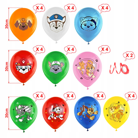 Zestaw Balonów Urodziny Balony Dekoracja 40 szt. z Motywem Piesków–4 Kolory