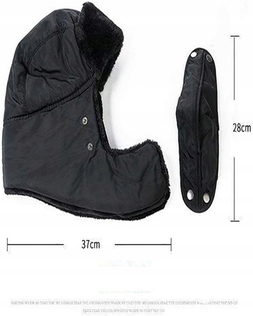 DAMSKA MĘSKA TERMICZNA CZAPKA LOTNIKA NARCIARSKA ZIMOWA CIEPŁA MASKA czarny