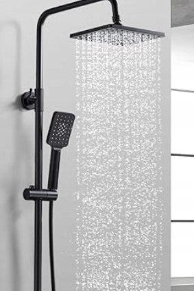 Zestaw Prysznicowy Natynkowy Czarna Bateria Natryskowa Z Deszczownicą