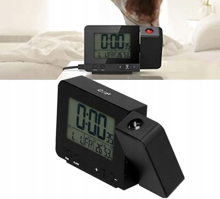 Zegar Projekcyjny z Budzikiem + Termometr + Higrometr