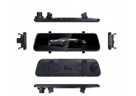 KAMERA SAMOCHODOWA WIDEOREJESTRATOR GPS WiFi 10" LUSTERKO PRZÓD TYŁ