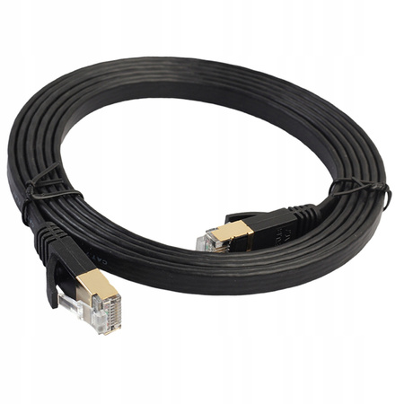 Kabel cat8 ethernet 2000MHz 7,5m czarny + zestaw do montażu