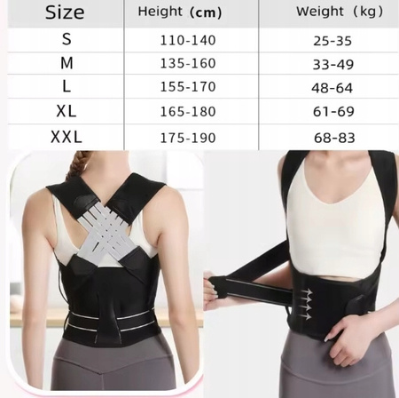 Korektor postawy regulowany pas ortopedyczny na plecy i kręgosłup rozmiar M