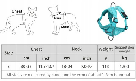 Szelki dla kota / psa WYGODNE BEZUCISKOWE S